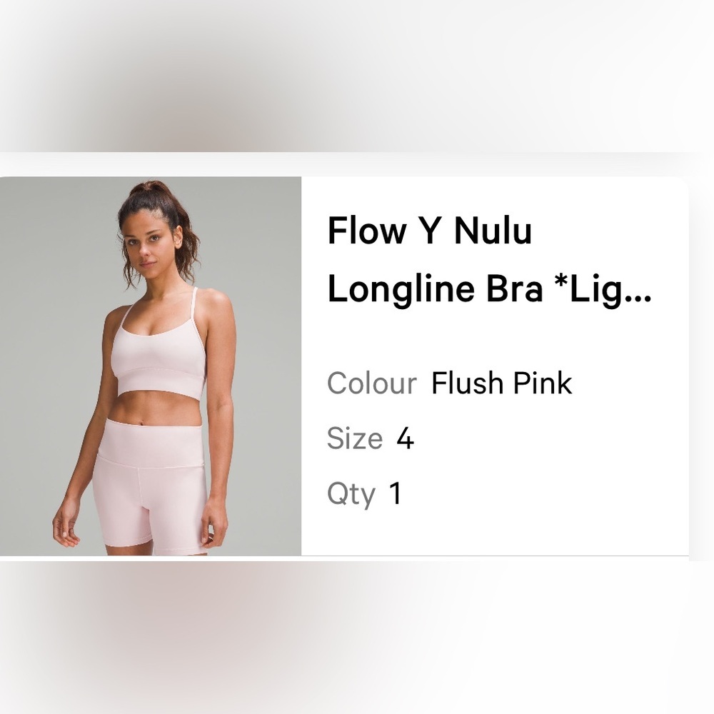 Lululemon Flow Y Nulu Longline Bra in Flush Pink